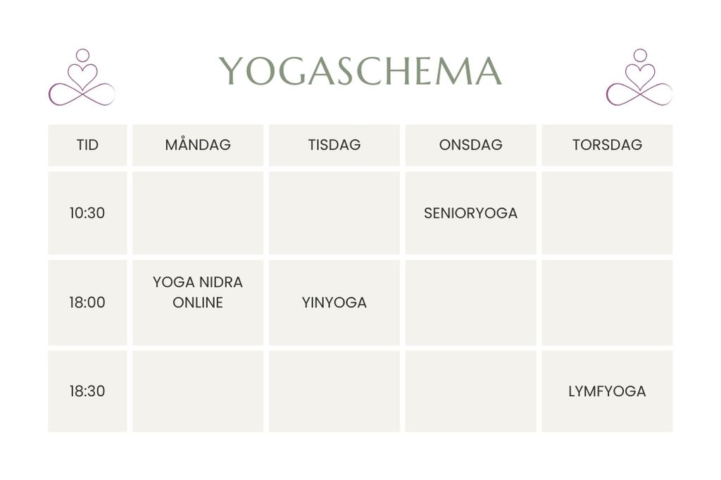 Schema yoga i Järfälla med Anette Vikström